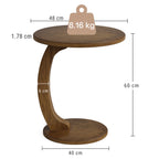 Rustic Wood C-Shaped Side Table - Sofa & Bedside End Table with Curved Pedestal Base Viridian HM Limited