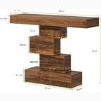 107cm Console Table, Wood Sofa Table Accent Table with Geometric Base Tribesigns