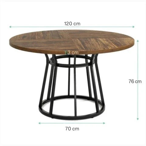 Modern Round Walnut Dining Table - Architectural Pedestal Base & Parquet Top Viridian HM Limited