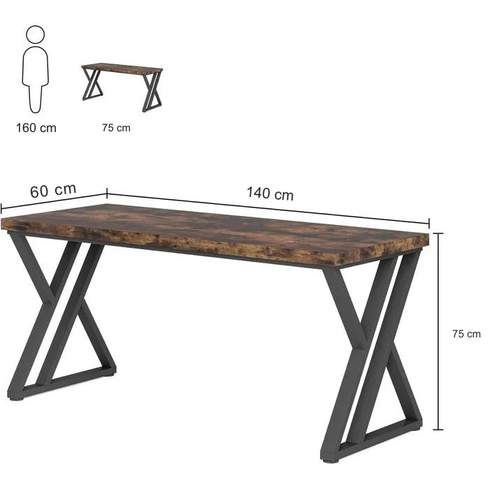 Heavy-Duty Computer Desk, 140 cm Simple Study Desk Writing Table Tribesigns