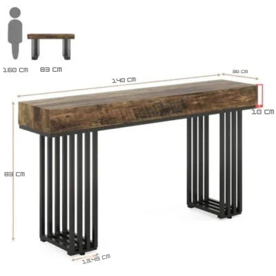 140cm Console Table, Modern Entryway Table with Metal Legs Tribesigns