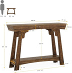 2-Tier Wood Entryway Table with Shelf with Storage, Farmhouse Narrow Sofa Table Tribesigns