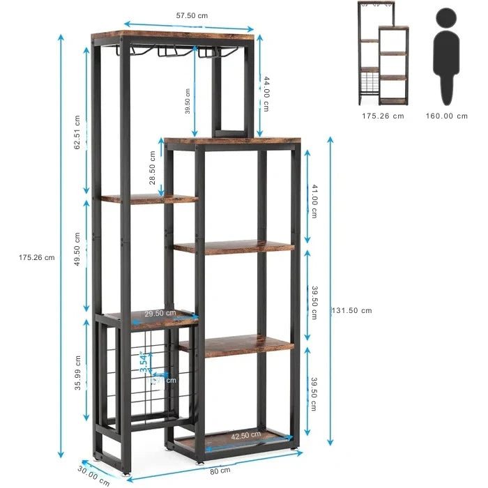 Industrial Wine Rack, 5-Tier Freestanding Wine Display Shelf Tribesigns