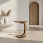 Rustic Wood C-Shaped Side Table - Sofa & Bedside End Table with Curved Pedestal Base Viridian HM Limited