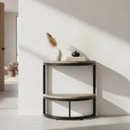 Industrial Half-Moon Side Table - Entryway & End Table with 2-Tier Storage Viridian HM Limited