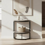Industrial Half-Moon Side Table - Entryway & End Table with 2-Tier Storage Viridian HM Limited