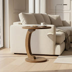 Rustic Wood C-Shaped Side Table - Sofa & Bedside End Table with Curved Pedestal Base Viridian HM Limited