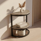 Industrial Half-Moon Side Table - Entryway & End Table with 2-Tier Storage Viridian HM Limited