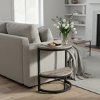 Industrial Half-Moon Side Table - Entryway & End Table with 2-Tier Storage