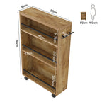 Slim Rolling Storage Cart - Kitchen & Pantry Organizer with 4-Tier Shelves and Metal Guardrails Viridian HM Limited
