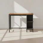 Modern Wood Kitchen Island - Breakfast Bar & Coffee Station with Black Metal Frame Viridian HM Limited