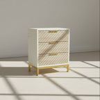 Modern 3-Drawer Nightstand with Textured Wood Finish - Viridian Home & Accessories