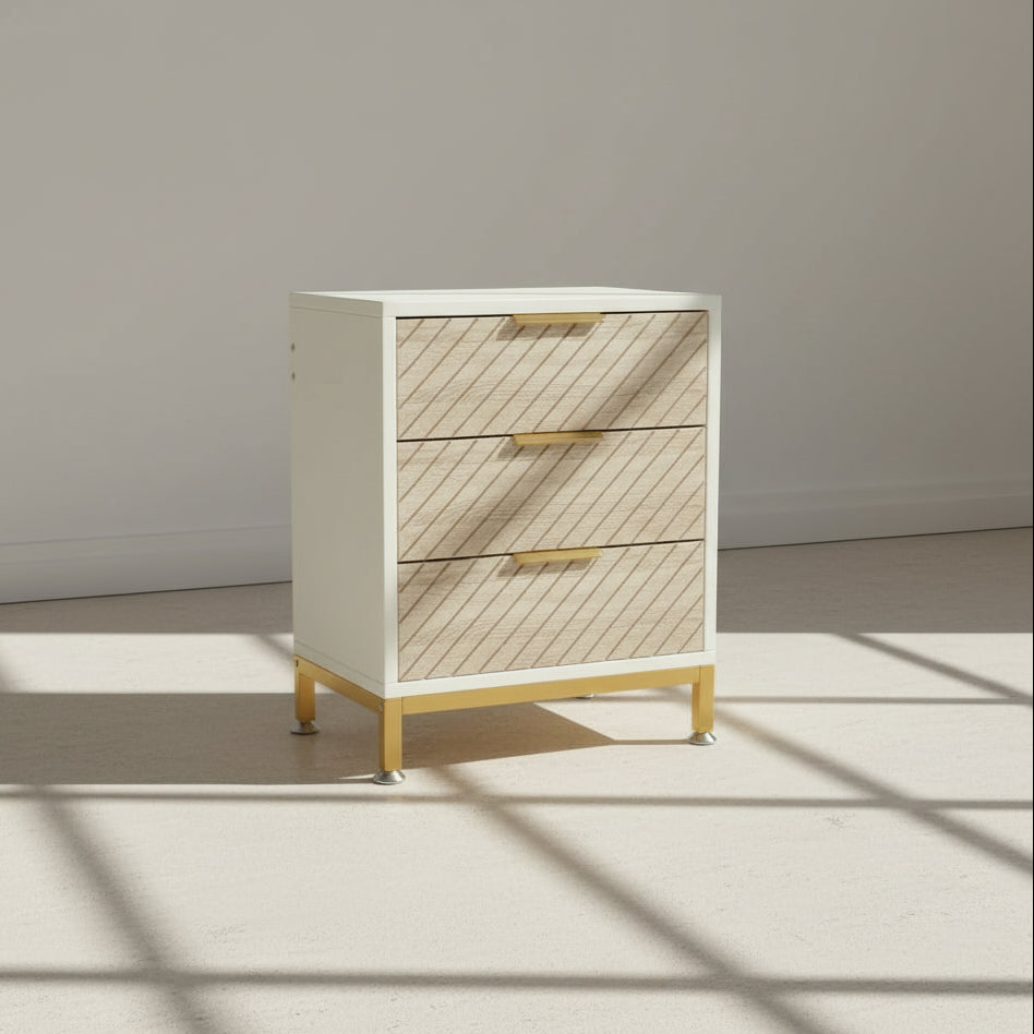 Modern 3-Drawer Nightstand with Textured Wood Finish - Viridian Home & Accessories