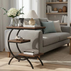 Modern C-Shaped Side Table - Living Room & Bedroom Accent Table with Curved Metal Frame