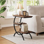 Modern C-Shaped Side Table - Living Room & Bedroom Accent Table with Curved Metal Frame - Viridian HM Limited