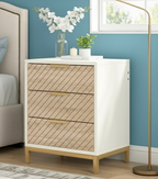 Modern 3-Drawer Nightstand with Textured Wood Finish - Viridian Home & Accessories