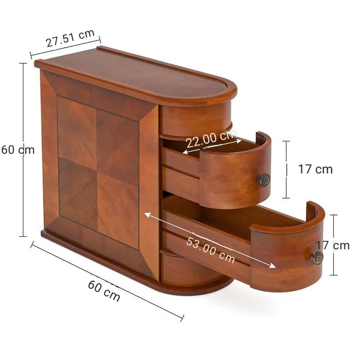 Narrow Storage End Table - Sofa Side & Bedside Table with 2 Easy-Glide Drawers Viridian HM Limited