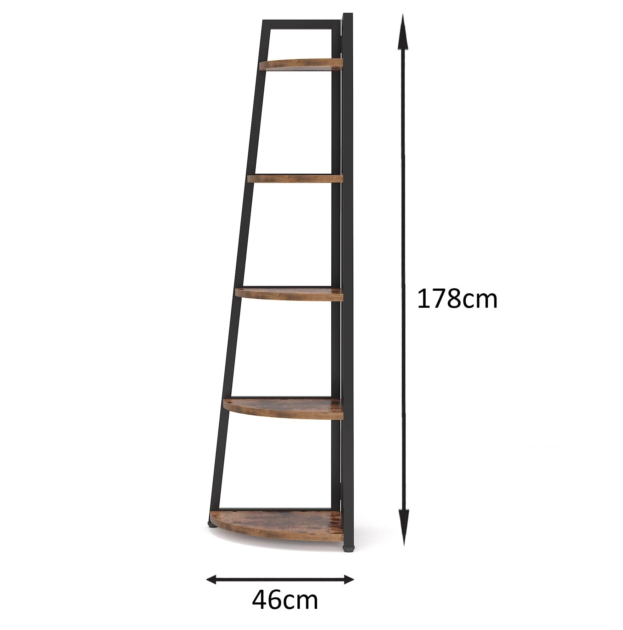 Industrial Corner Bookshelf & Display Rack with Black Metal A-Frame. Viridian HM Limited