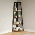 Industrial Corner Bookshelf & Display Rack with Black Metal A-Frame. Viridian HM Limited