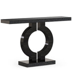 Modern Black Marble-Effect Console Table - Sculptural Entryway & Sofa Table Viridian HM Limited