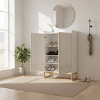 Art Deco White & Gold Accent Cabinet - Luxury Sideboard & Bar Station Viridian HM Limited