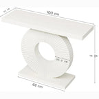 Modern Console Table 100cm Wood Sofa Table with Geometric Base Tribesigns