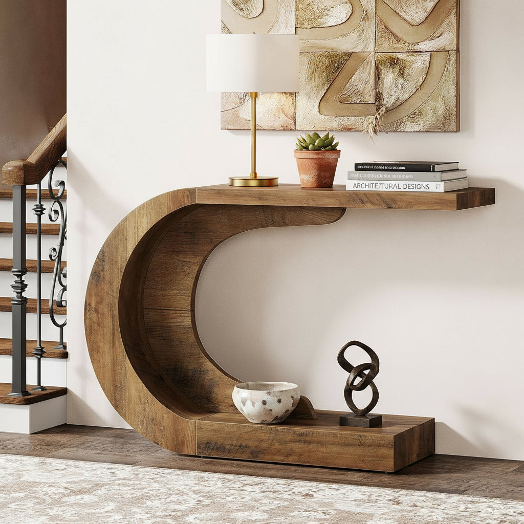 Sculptural Crescent Console Table - Viridian Home & Accessories