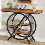 4-Tier Console Table, 100 cm Entryway Table with Geometric Metal Frame - Viridian HM Limited