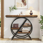 4-Tier Console Table, 100 cm Entryway Table with Geometric Metal Frame - Viridian HM Limited