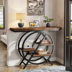 4-Tier Console Table, 100 cm Entryway Table with Geometric Metal Frame - Viridian HM Limited