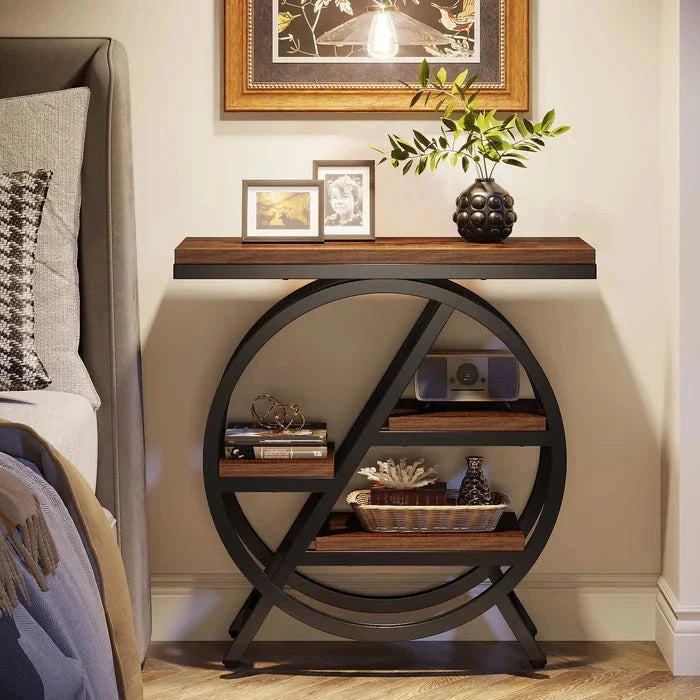 4-Tier End Table, 65 cm, Small Side Table Snack Table with Storage Shelves Tribesigns