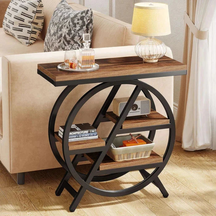 4-Tier End Table, 65 cm, Small Side Table Snack Table with Storage Shelves Tribesigns