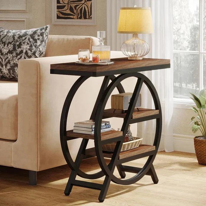 4-Tier End Table, 65 cm, Small Side Table Snack Table with Storage Shelves Tribesigns
