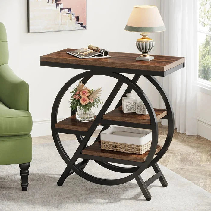 4-Tier End Table, 65 cm, Small Side Table Snack Table with Storage Shelves Tribesigns