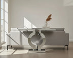 110cm Mirrored Console Table, Modern Silver Console Table with O-Shaped Base