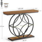 120cm Industrial Console Table - 2-Tier Sofa Table with Geometric Metal Frame Tribesigns