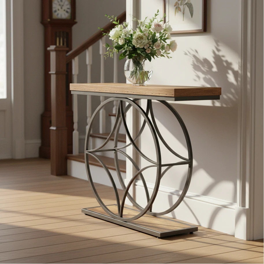 120cm Sofa Table with Industrial Metal Frame 2-Tier Console – Viridian ...