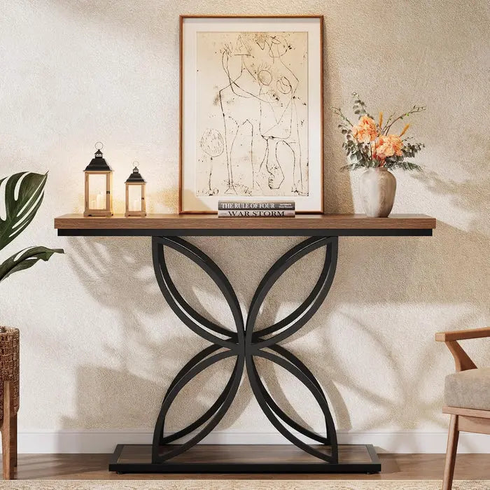 47" Industrial Console Table - Butterfly Base Entryway Table