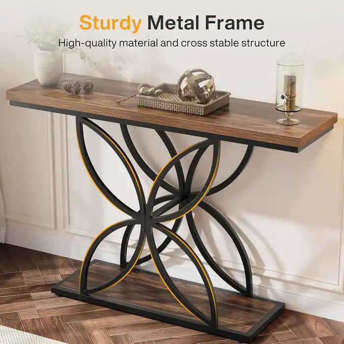 47" Industrial Console Table - Butterfly Base Entryway Table