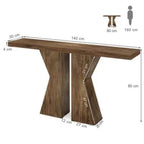 140cm Wood Console Table, 140 cm Sofa Table Entryway Table with K-Shaped Frame Tribesigns
