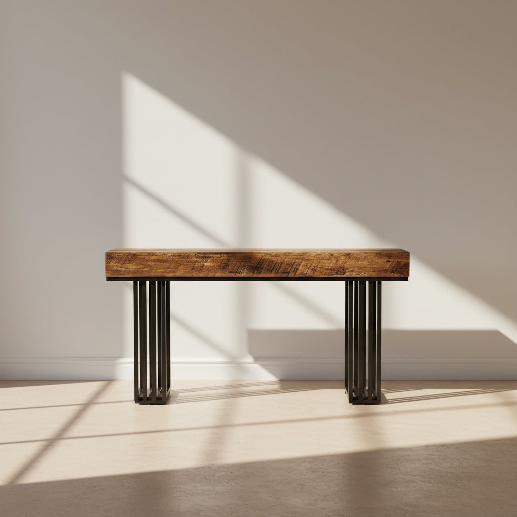 140 cm Console Table, Modern Entryway Table with Metal Legs - Viridian HM Limited