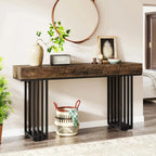 140 cm Console Table, Modern Entryway Table with Metal Legs - Viridian HM Limited