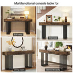 140 cm Console Table, Modern Entryway Table with Metal Legs - Viridian HM Limited