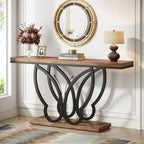 140 cm Console Table Sofa Table with Butterfly Metal Frame - Viridian HM Limited