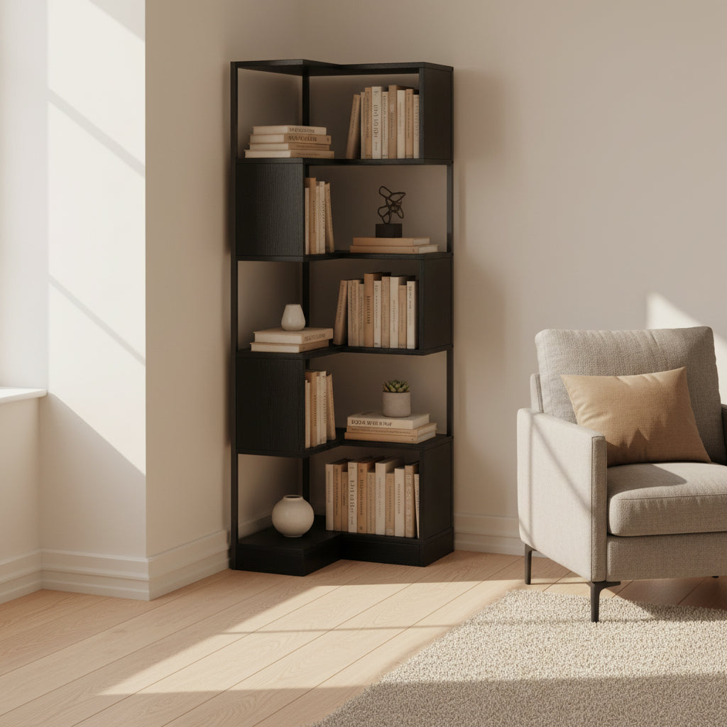 "The Vertex" Zig-Zag Corner Display Shelf / Bookcase