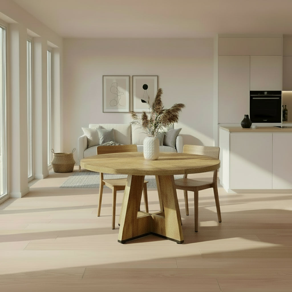 "The Somerset" Round Oak Pedestal Dining Table