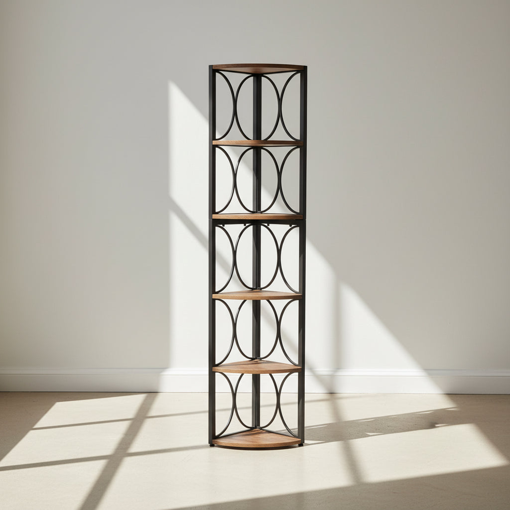 "The Foundry" Industrial Corner Etagere/Bookcase