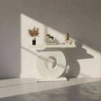 Modern Console Table 100 cm Wood Sofa Table with Geometric Base