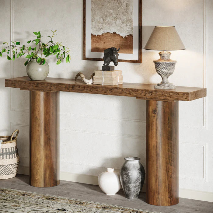 63" Console Table, Long Rustic Sofa Table Bar Table
