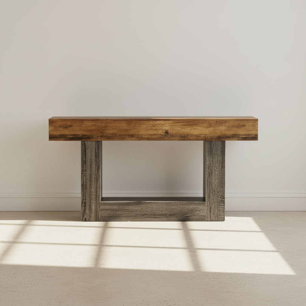 Distressed Wood Console Table 63" - 2-Tier Sofa & Entry Table